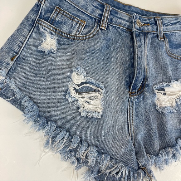 High Rise Cut Off Ripped Jean Shorts - Picture 7 of 15